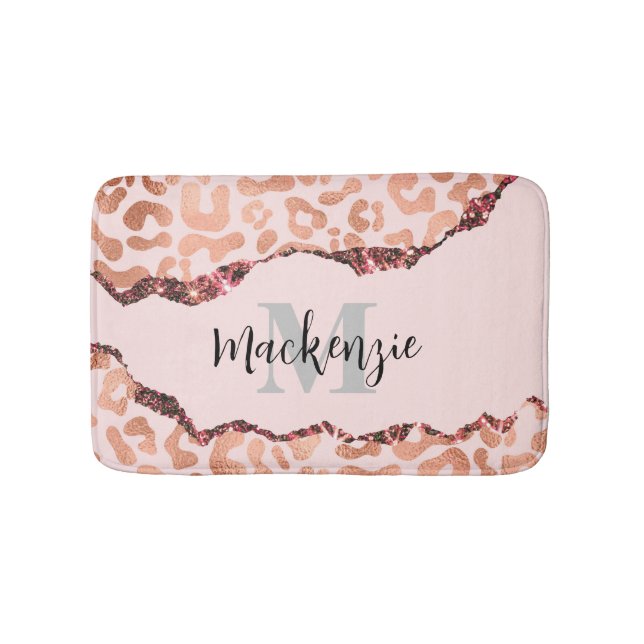 Skriv ut leopard för ro i Guld Glitter Badrumsmatta (Framsidan)