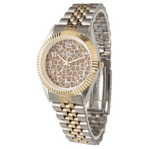 Skriv ut leopard Lägg till ditt namn Wrist Watch Armbandsur