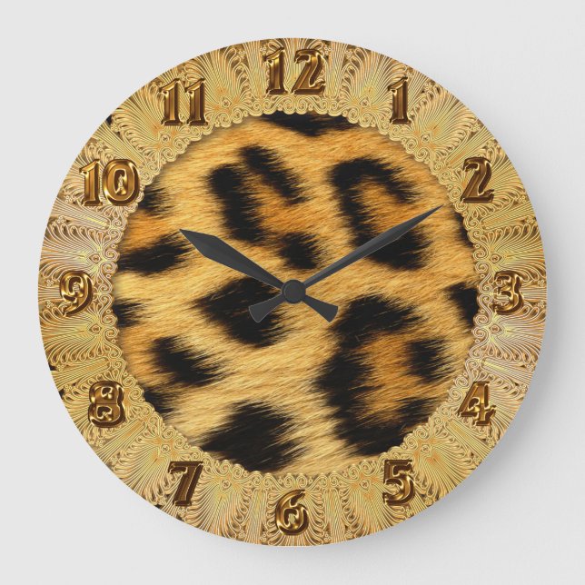 Skriv ut leopard Skin Animal Stor Klocka (Framsida)