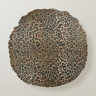 Skriv ut Leopard Skin Rund Kudde