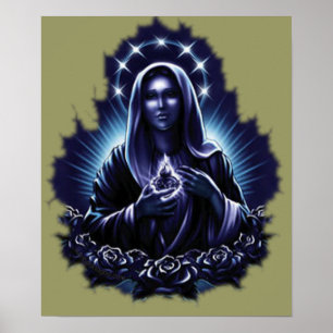 Skriv ut lila bläddrad Jungfru Mary Poster