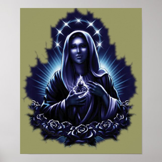 Skriv ut lila bläddrad Jungfru Mary Poster (Framsidan)