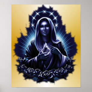 Skriv ut lila bläddrad Jungfru Mary Poster