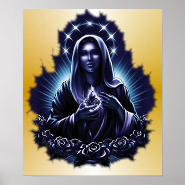 Skriv ut lila bläddrad Jungfru Mary Poster (Framsidan)
