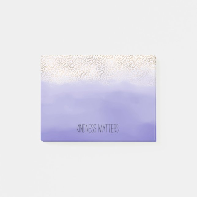 Skriv ut Lila Guld ombre Leopard Post-it Block (Framsida)