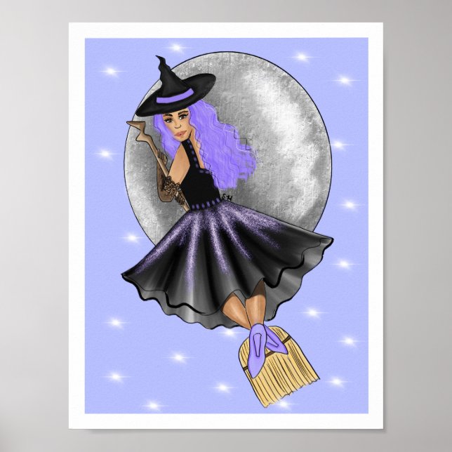 Skriv ut Lila Witch Art Poster (Framsidan)