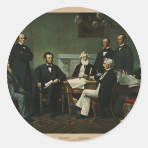 [Skriv ut Lincolns kabinett baserat på Carpenter p Runt Klistermärke