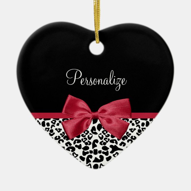 Skriv ut ljusröda band med Namn Julgransprydnad Keramik (Framsidan)