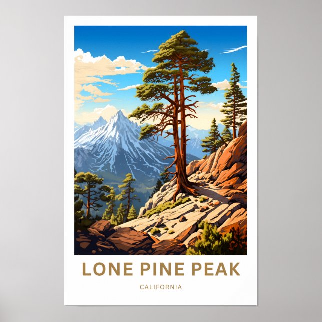 Skriv ut Lone Gräs Peak California Travel Poster (Framsidan)