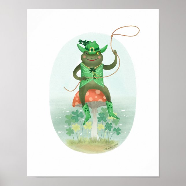 Skriv ut Lucky Cowboy Bullgrog Art Poster (Framsidan)