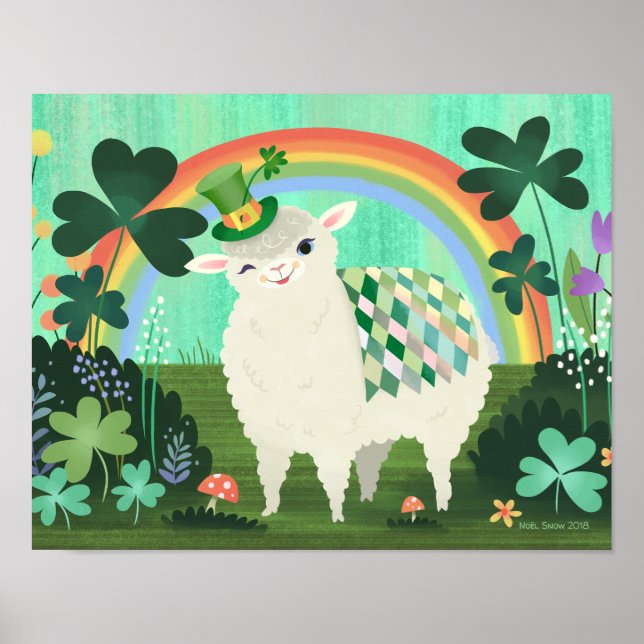 Skriv ut Lucky Lamb Art på St. Patrick's Day Poster (Framsidan)