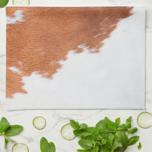 Skriv ut Luxury Cowhide Animal Skin Print Kökshandduk (Vikta)