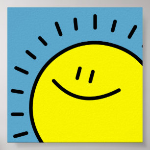 Skriv ut lycklig Sol Poster