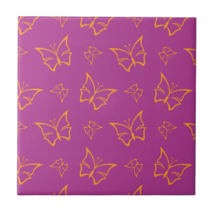 Skriv ut magenta och Goldenrod Butterfly Nature Kakelplatta