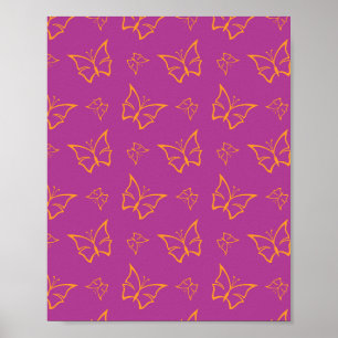 Skriv ut magenta och Goldenrod Butterfly Nature Poster