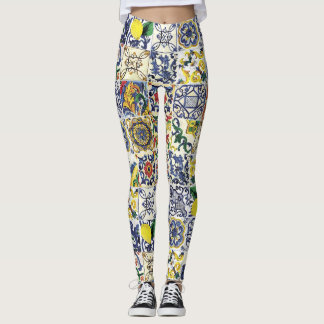 Skriv ut Majolica Mönster Leggings