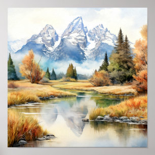 Skriv ut målning för Fall Grand Teton National Par Poster