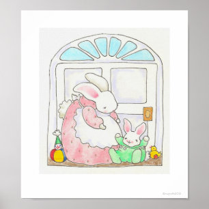 Skriv ut mamma Bunny och Baby Poster
