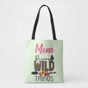 Skriv ut mamma Raising Vild Sak Citat Funny Leopar Tygkasse