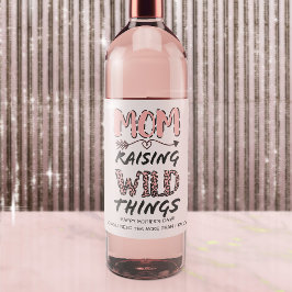 Skriv ut mamma Raising Vild Sak Citote Funny Leopa Vinflaska Etikett