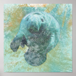 Skriv ut ManateSea Cow Art Poster