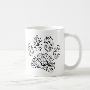 Skriv ut Mandala Mönster Hund Paw Kaffemugg