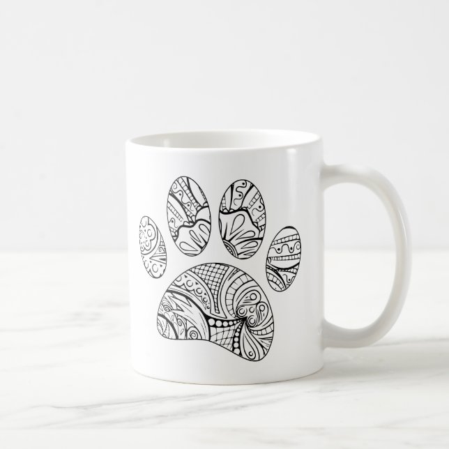 Skriv ut Mandala Mönster Hund Paw Kaffemugg (Höger)