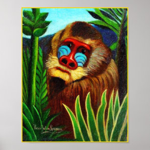 Skriv ut: Mandrill in the Jungle by Henri Rousseau Poster
