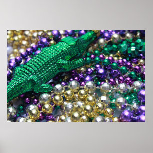Skriv ut Mardi Gras Gator Pärlor Poster