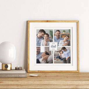Skriv ut med bästa Pappa någonsin-barn i fotokolla Poster