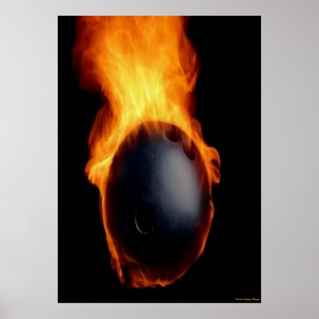Skriv ut med "Bowling Ball On Fire" Poster (Framsidan)