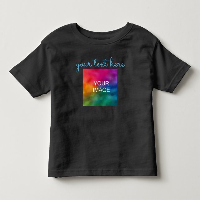 Skriv ut med dubbla sida Lägg till textfoto svart  T Shirt (Framsida)