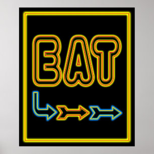 Skriv ut med Eat Retro Restaurant Neon-signaturtec Poster