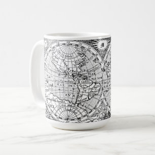 Skriv ut med en monogrammall för antika världskart kaffemugg