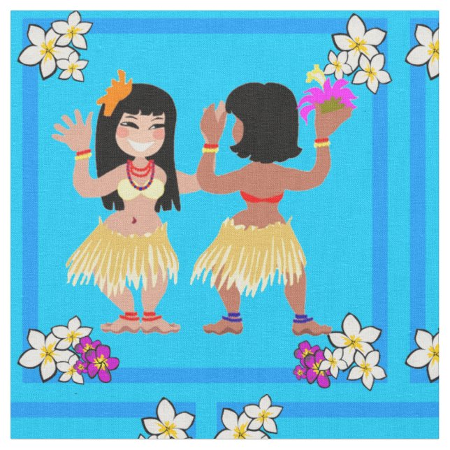 Skriv ut med Hula Dancers på Fabric Tyg (Närbild)