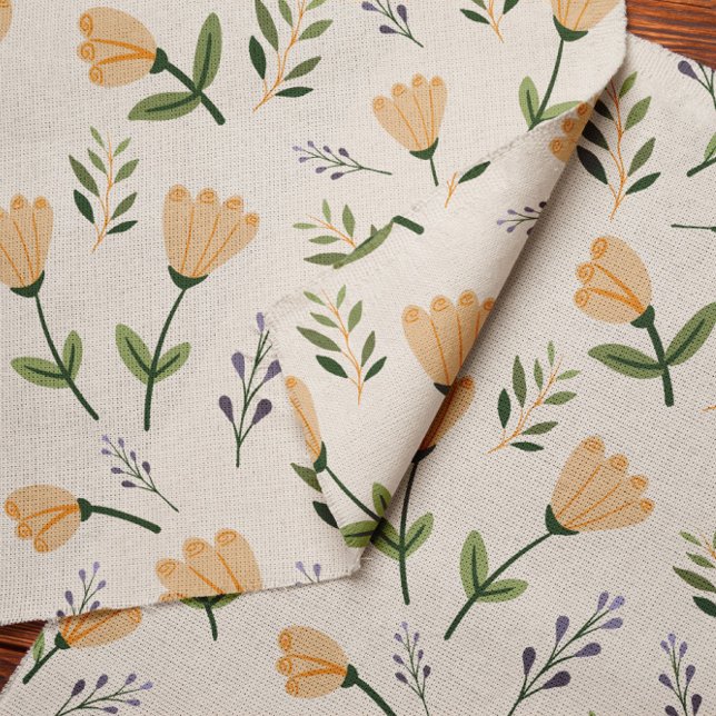 Skriv ut med minimal Blommigt i Gult och Grönt Tyg (Skapare uppladdad)
