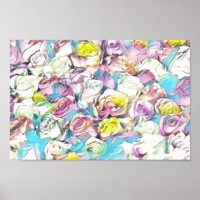 Skriv ut med rosa ros, Poster Pappert värde (Framsidan)