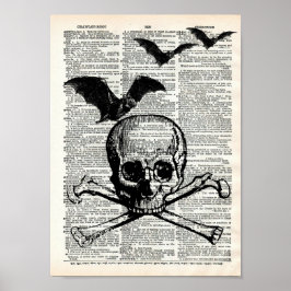 Skriv ut med Skull och Fladdermus Halloween-ordlis Poster