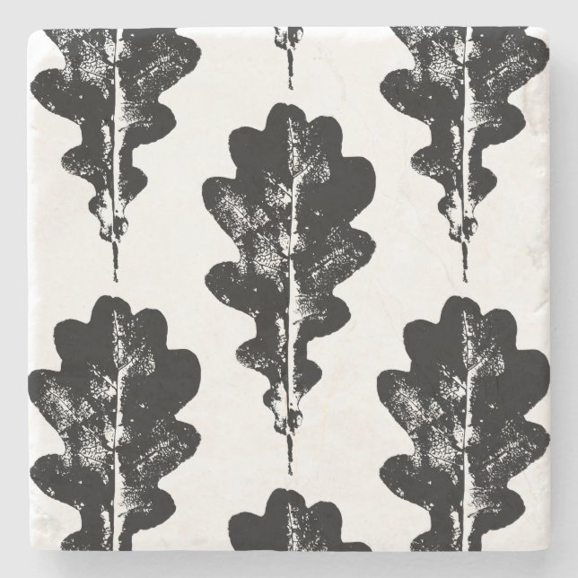 Skriv ut med svart och vit Löv Stenunderlägg (Framsidan)