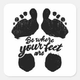 Skriv ut med svart och vitt "Var är din föda" Fyrkantigt Klistermärke