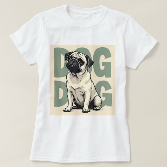 Skriv ut med T-tröja för pug T Shirt (Design framsida)