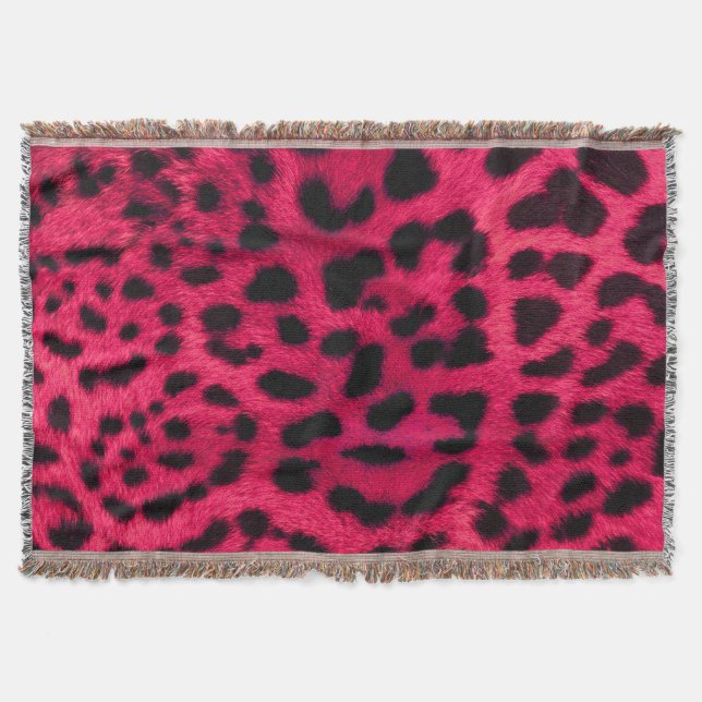 Skriv ut med tunna blanksteg/Shock rosa Cheetah Filt (Framsidan)