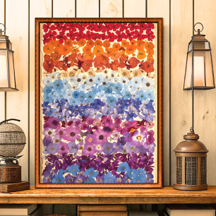 Skriv ut med vintage nedtryckt Blombre Wall Art-ut Poster