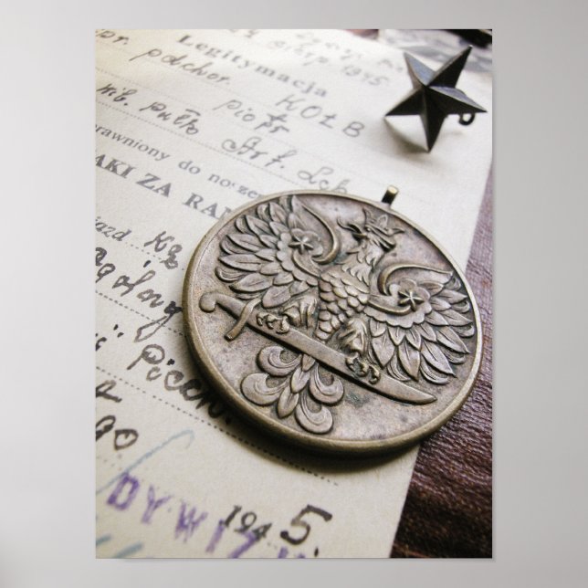 Skriv ut medalj för polska Krig Poster (Framsidan)