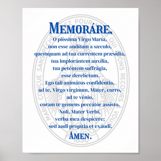Skriv ut memorarutskrift (Miraculous Medal) Poster (Framsidan)