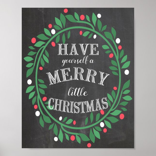 Skriv ut merry Little jul Chalkboard Poster (Framsidan)