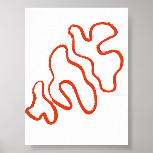Skriv ut minimalistisk röd böjd form poster (Framsidan)