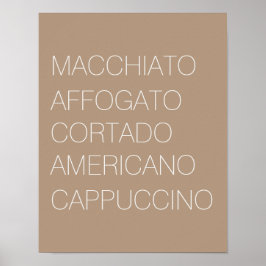 Skriv ut minimalistiskt Tan- och White Coffee Type Poster