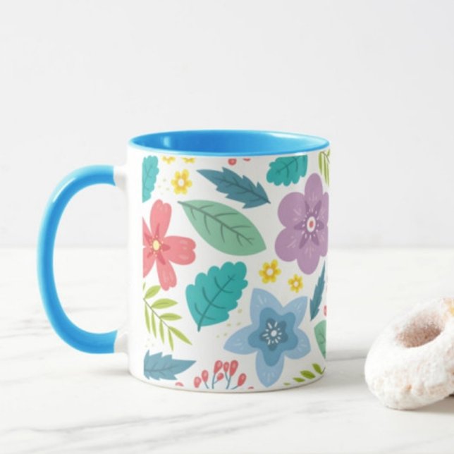 Skriv ut modern blå kaffekaffe Mugg i Löv (Skapare uppladdad)