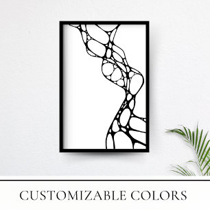 Skriv ut modern, minimalistisk svart- och vitcells poster